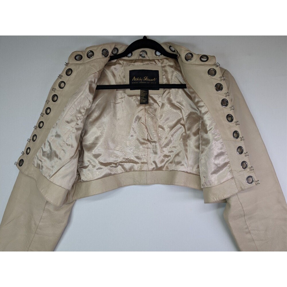 Ashley Stewart Cream Leather Jacket Women's Plus Size 1X - Picture 12 of 16